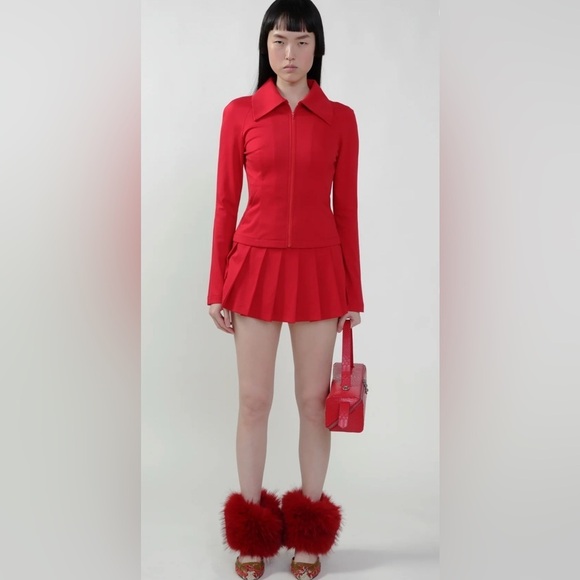 Kim Shui Pants - NWT Kim Shui Mini Skort With Pleats SZ M Red